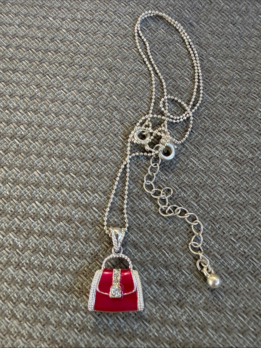 🤩 Silver Avon Necklace with Pink Purse Charm